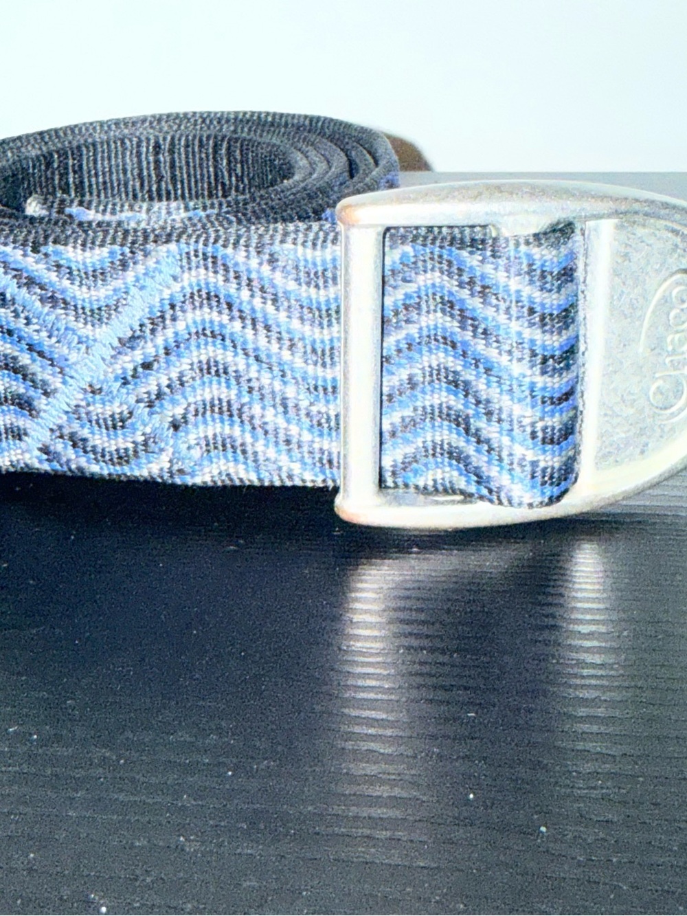 Chaco Blue Wave Pattern Webbing Belt with Metal Buckle